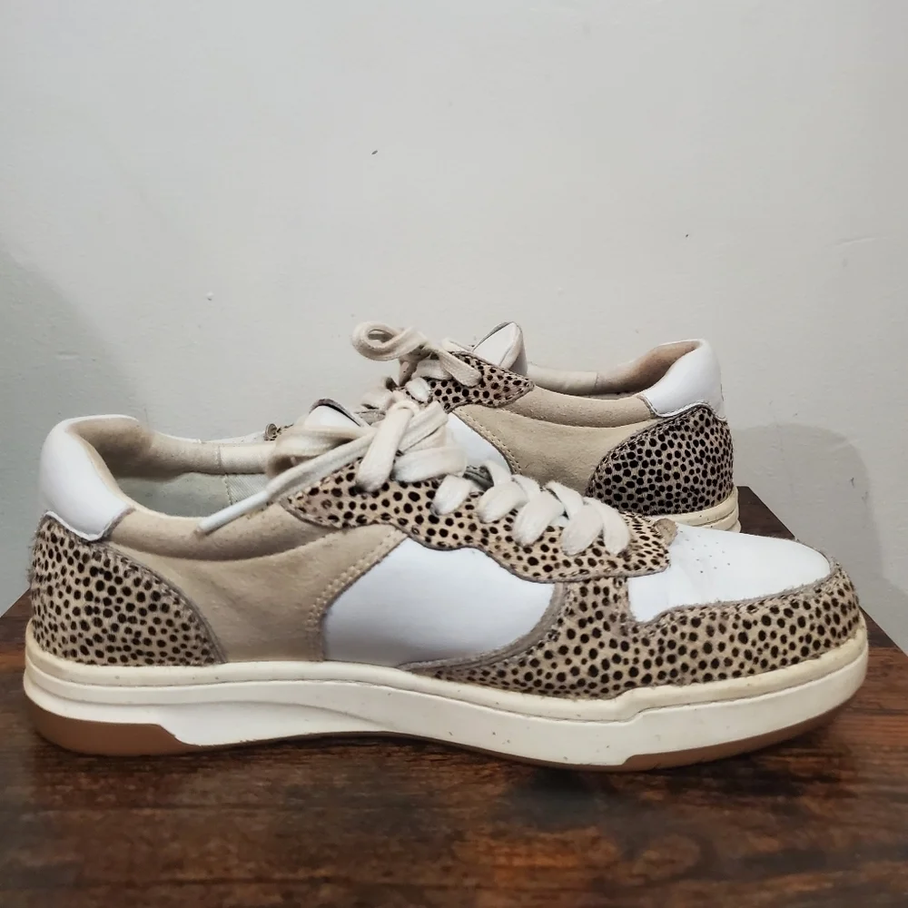 Madewell Court Sneakers Spotted Calf Hair Size 8 Sand Beige